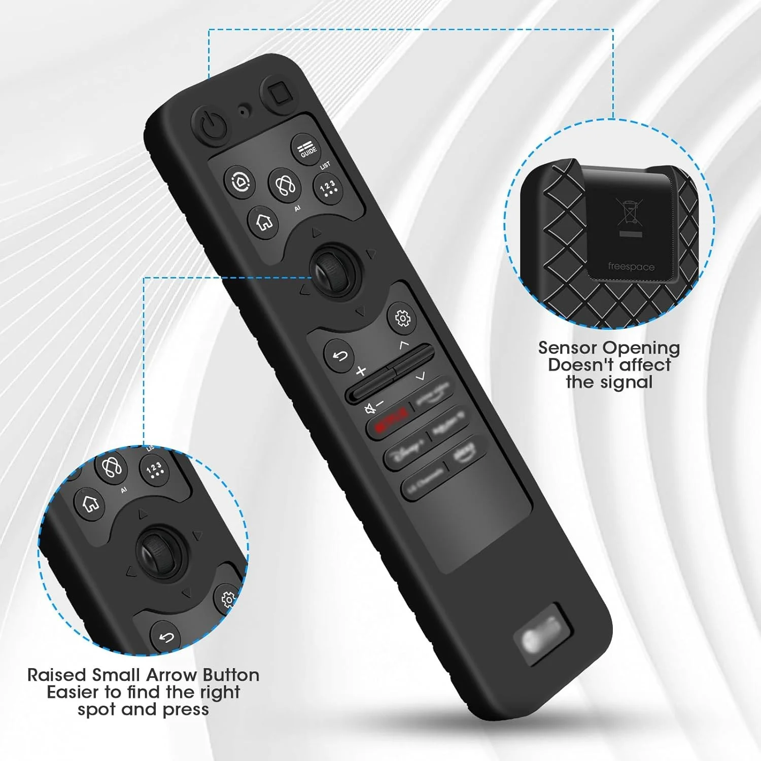 کاور سیلیکونی برای کنترل از راه دور LG MR25GA، روکش محافظ ضد لغزش سازگار با کنترل جادویی MR25GA برای تلویزیون های هوشمند OLED ال جی سری 2025 (مشکی)