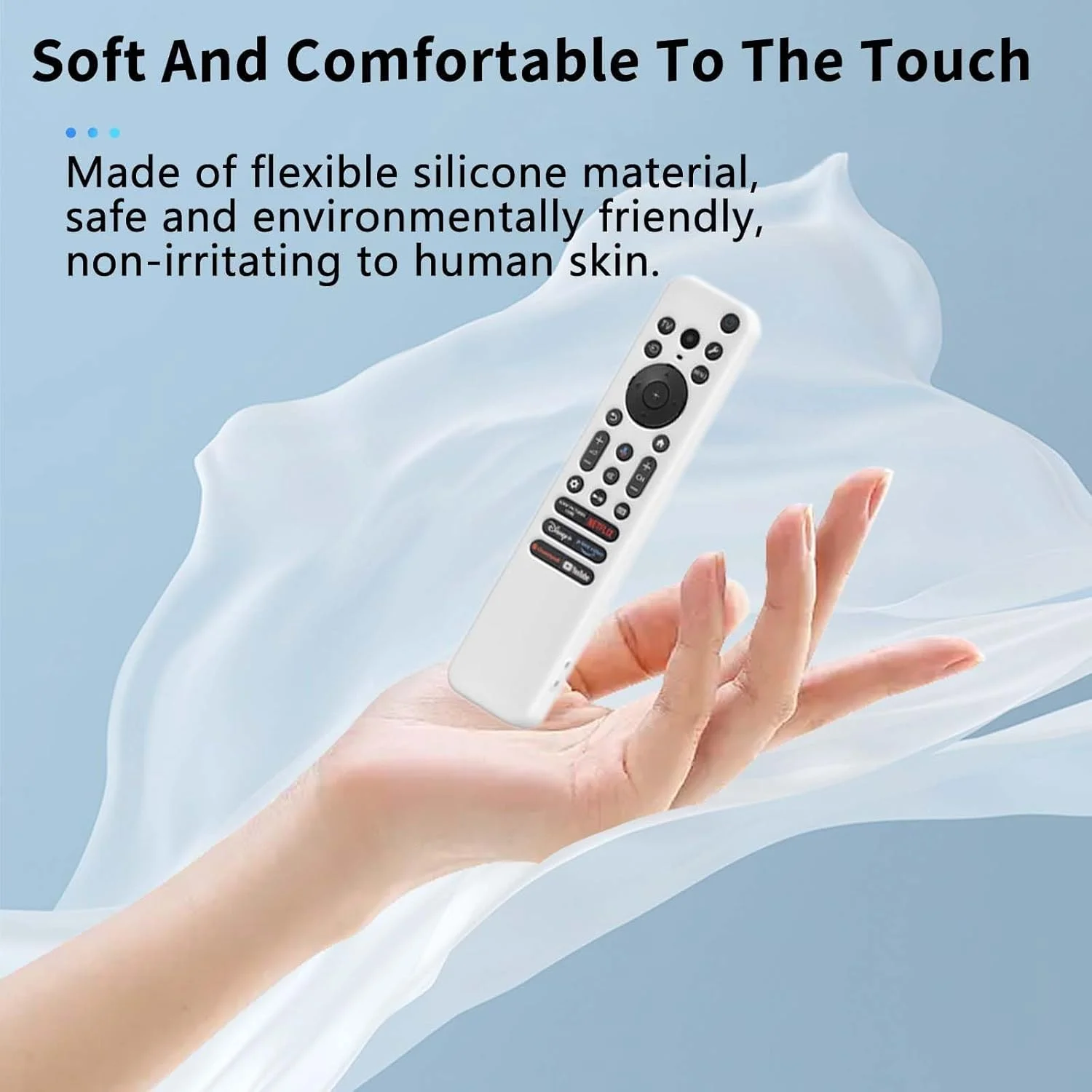 کاور سیلیکونی برای ریموت کنترل صوتی سونی مدل RMF-TX920U و RMF-TX900U، محافظ ریموت کنترل تلویزیون های هوشمند سونی سری X80K X90K X95K (سفید)