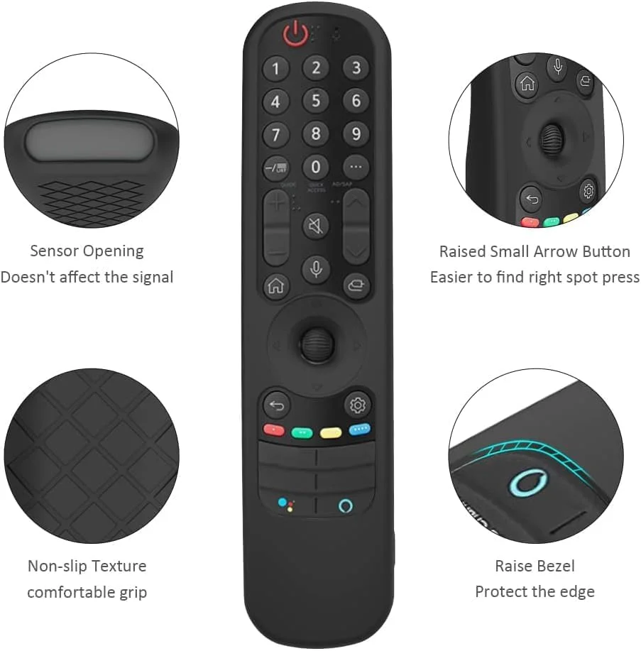 محافظ ریموت کنترل SKEIDO برای ریموت های جادویی تلویزیون ال جی مدل MR24GC/MR23/MR22/MR21 سال های 2023، 2022 و 2021، کاور محافظ سیلیکونی (مشکی)