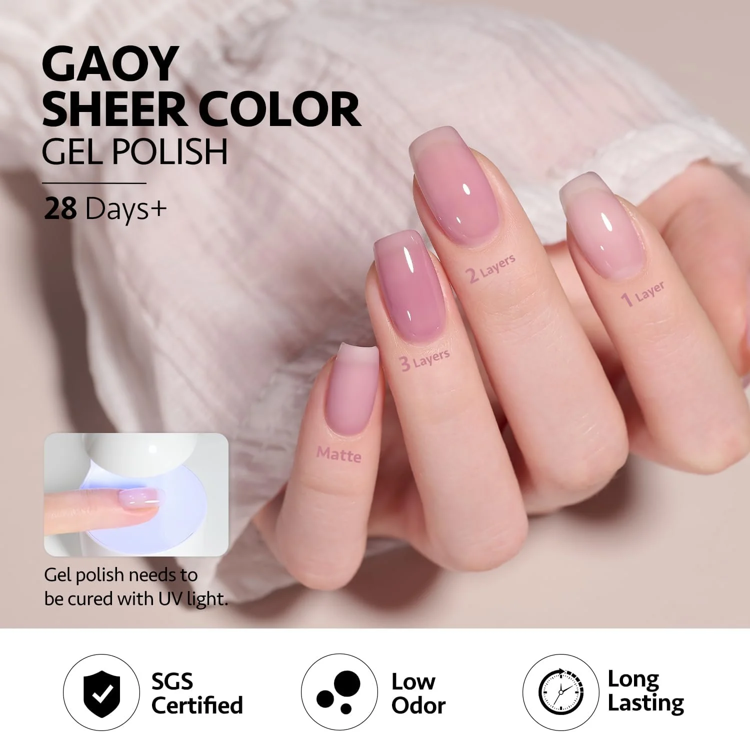 ست لاک ژل بنفش ژله ای GAOY، 6 رنگ شفاف سفید صورتی، لاک ژل خشک شونده با نور UV برای سالن و طراحی ناخن DIY در خانه ست لاک ژل بنفش ژله ای GAOY، 6 رنگ شفاف سفید صورتی، لاک ژل خشک شونده با نور UV برای سالن و طراحی ناخن DIY در خانه