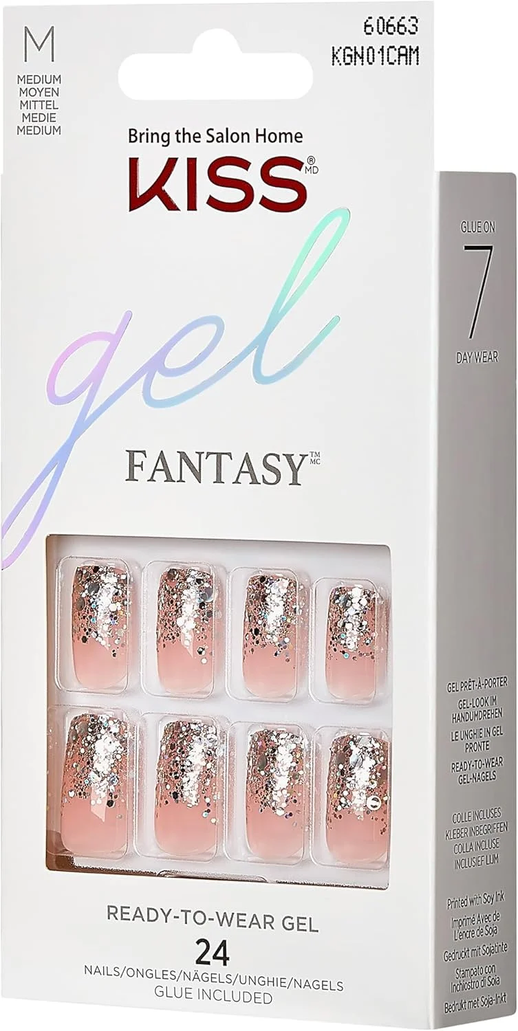 ناخن مصنوعی ژلی KISS مدل Fantasy KGN01، قد متوسط، صورتی/اکلیلی، 24 عدد ناخن مصنوعی ژلی KISS مدل Fantasy KGN01، قد متوسط، صورتی/اکلیلی، 24 عدد