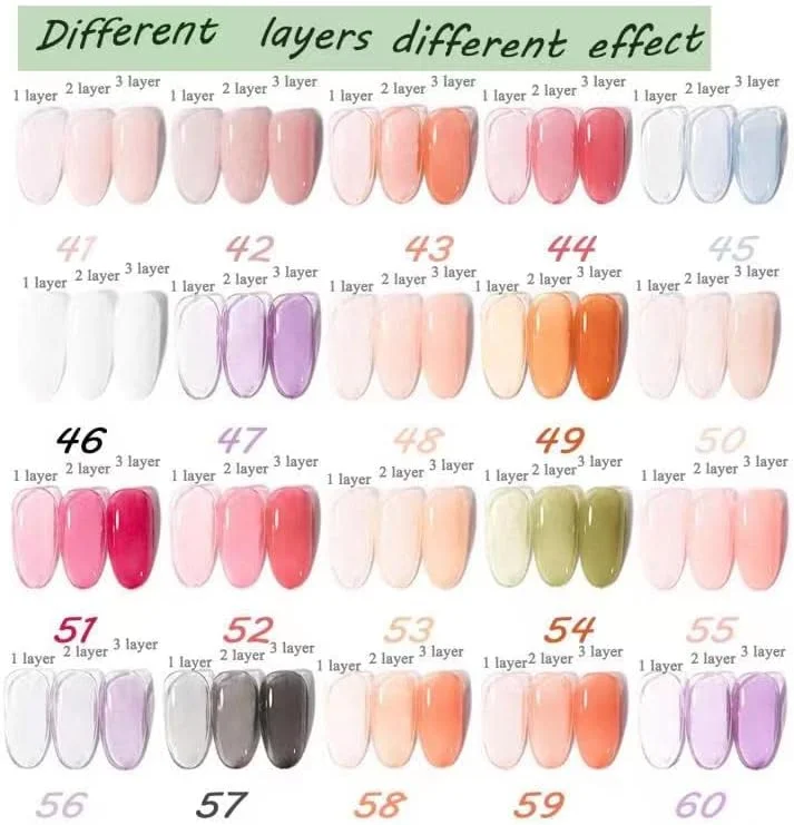 ست لاک ژل کریستالی ژله ای ۲۰ رنگ DouborQ، شامل رنگ های صورتی کالباسی، قرمز، بنفش، سفید، مشکی، سبز و نارنجی، مناسب برای خیساندن ناخن ست لاک ژل کریستالی ژله ای ۲۰ رنگ DouborQ، شامل رنگ های صورتی کالباسی، قرمز، بنفش، سفید، مشکی، سبز و نارنجی، مناسب برای خیساندن ناخن