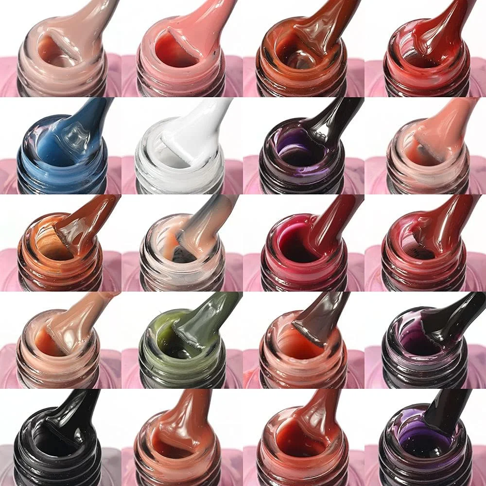 ست لاک ژل کریستالی ژله ای ۲۰ رنگ DouborQ، شامل رنگ های صورتی کالباسی، قرمز، بنفش، سفید، مشکی، سبز و نارنجی، مناسب برای خیساندن ناخن ست لاک ژل کریستالی ژله ای ۲۰ رنگ DouborQ، شامل رنگ های صورتی کالباسی، قرمز، بنفش، سفید، مشکی، سبز و نارنجی، مناسب برای خیساندن ناخن