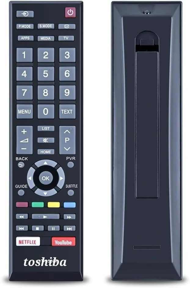 جدیدترین ریموت کنترل جایگزین تلویزیون توشیبا، سازگار با تمام تلویزیون های هوشمند LCD-LED-UHD اندروید توشیبا با دکمه هوشمند.