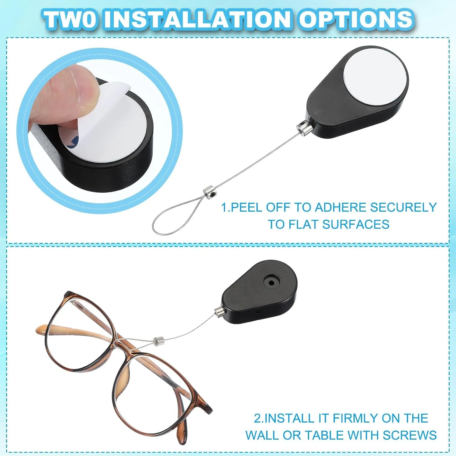 بند امنیتی جمع شونده 1 متری، 2 عدد بند ضد گم شدن کنترل از راه دور با چسب دو طرفه قوی، قفل های جهانی برای کنترل تلویزیون، دسته های بازی و دستگاه ها - مشکی بند امنیتی جمع شونده 1 متری، 2 عدد بند ضد گم شدن کنترل از راه دور با چسب دو طرفه قوی، قفل های جهانی برای کنترل تلویزیون، دسته های بازی و دستگاه ها - مشکی