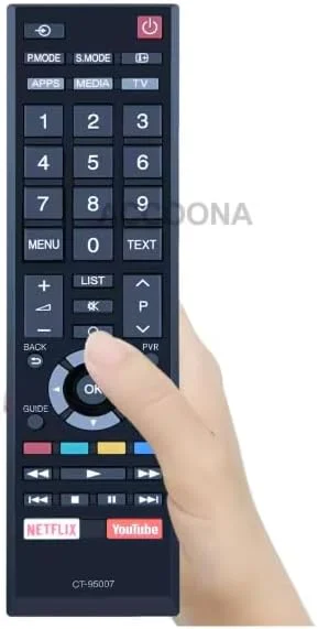 جدیدترین ریموت کنترل جایگزین تلویزیون توشیبا، سازگار با تمام تلویزیون های هوشمند LCD-LED-UHD اندروید توشیبا با دکمه هوشمند.