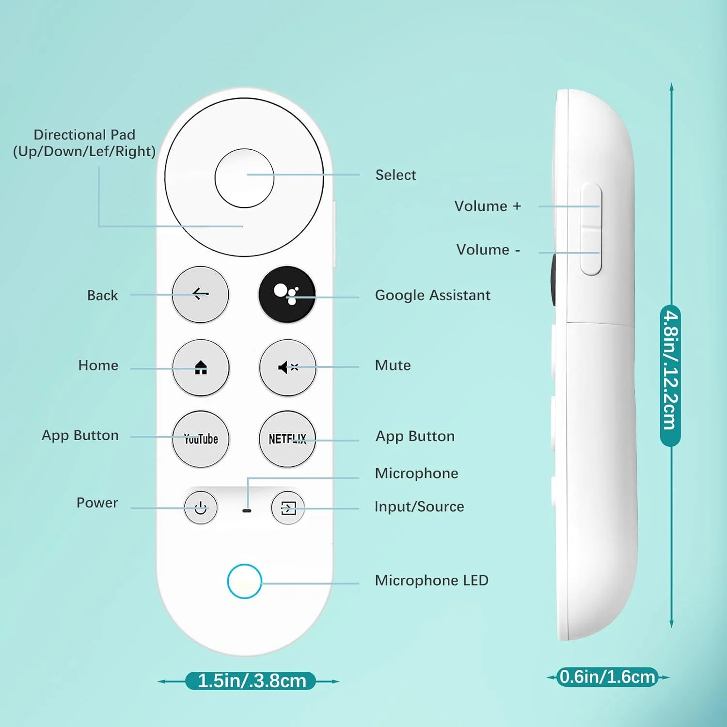 ریموت کنترل جایگزین برای Google Chromecast 4k Snow TV، ریموت کنترل برای Google TV HD/4K، GA01919-US GA01920-US (فقط ریموت کنترل) (برای ریموت Google Chromecast)