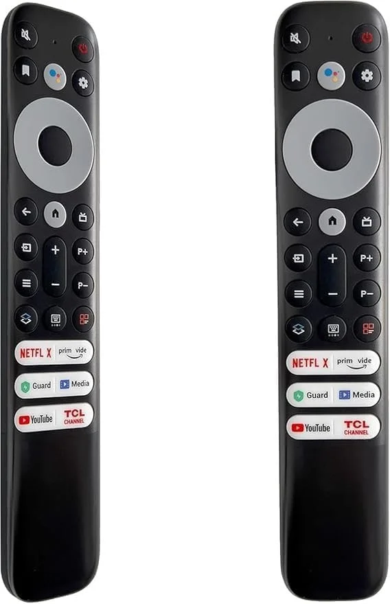 جدیدترین ریموت کنترل جایگزین TCL مدل RC902V برای تلویزیون های هوشمند اندروید TCL Mini-LED QLED 4K UHD با دکمه های Netflix، YouTube، Guard، Media و Channel (بدون عملکرد صوتی).