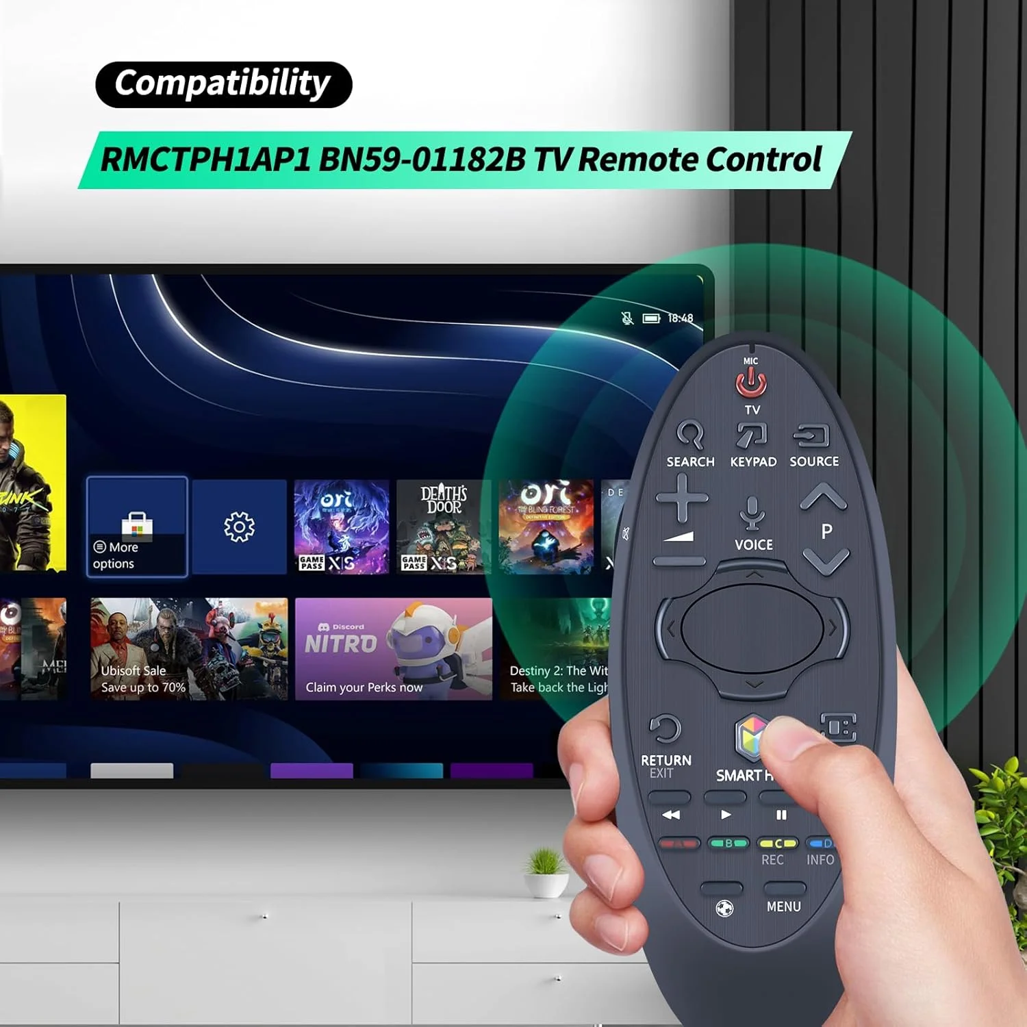 ریموت کنترل جایگزین جدید سازگار با RMCTPH1AP1 BN59-01182B برای تلویزیون ال ای دی سامسونگ Smart Hub Touch با USB