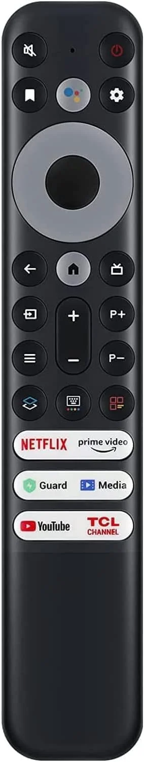 جدیدترین ریموت کنترل جایگزین TCL مدل RC902V برای تلویزیون های هوشمند اندروید TCL Mini-LED QLED 4K UHD با دکمه های Netflix، YouTube، Guard، Media و TCL Channel (بدون عملکرد صوتی)