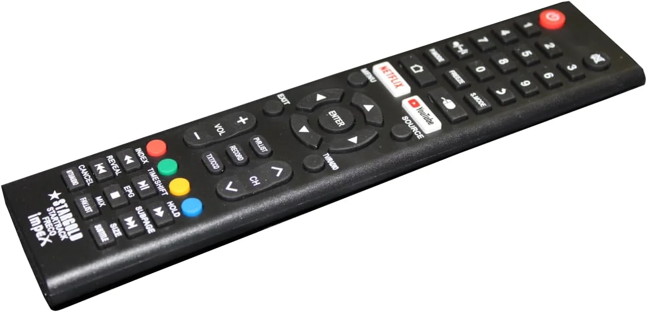 ریموت کنترل جایگزین سازگار با تلویزیون های هوشمند ال سی دی و ال ای دی IKON Impex Geepas Stargold Startrack با دکمه های اختصاصی YOUTUBE و NETFLIX