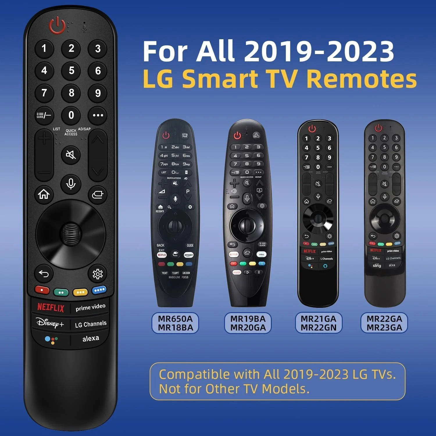 ریموت کنترل تلویزیون جایگزین - سازگار با تمام تلویزیون های هوشمند ال‌جی 2019-2023 - ریموت کنترل جهانی ال‌جی برای ریموت جادویی ال‌جی MR22/23GA با عملکرد صدا و نشانگر - مناسب برای تلویزیون های ال‌جی OLED UHD 4K