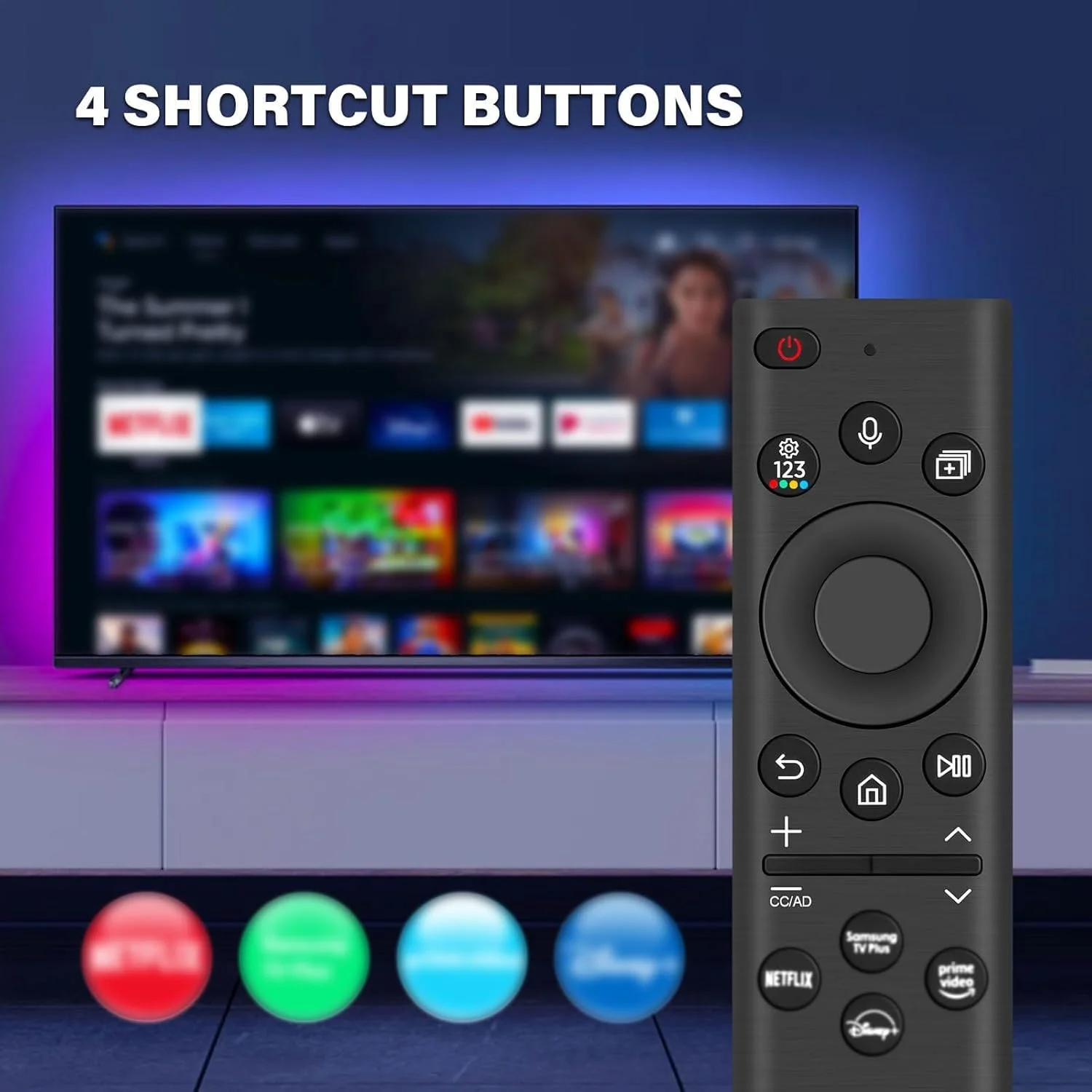 ریموت کنترل جایگزین سازگار با سامسونگ، ریموت صوتی شارژی خورشیدی BN59-01385A برای تلویزیون های هوشمند سامسونگ، ریموت کنترل خورشیدی جایگزین برای تلویزیون هوشمند 4K HD