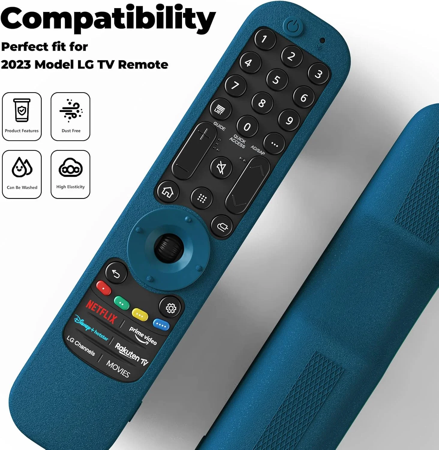 محافظ سیلیکونی ریموت کنترل تلویزیون هوشمند ال‌جی مدل AN-MR21 MR21N MR21GC مناسب برای ریموت جادویی تلویزیون OLED ال‌جی مدل an MR21GA - آبی