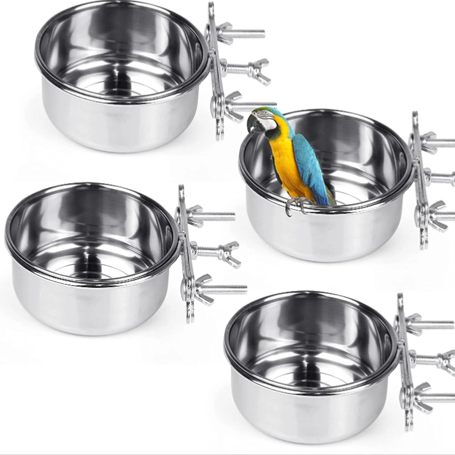 ظرف غذای پرنده استیل تزویق، 4 عددی، کاسه های آب و غذای قفس پرندگان، فنجان ظرف غذای طوطی، با نگهدارنده گیره ای برای طوطی ها، عروس هلندی، مرغ عشق ظرف غذای پرنده استیل تزویق، 4 عددی، کاسه های آب و غذای قفس پرندگان، فنجان ظرف غذای طوطی، با نگهدارنده گیره ای برای طوطی ها، عروس هلندی، مرغ عشق