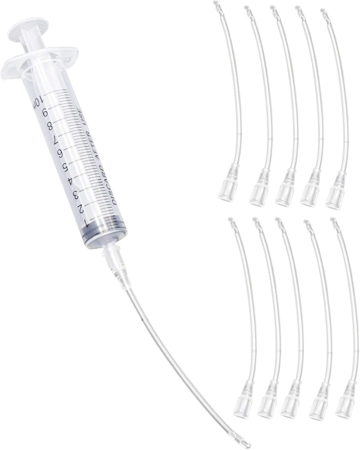 سرنگ 10 میلی لیتری با 10 عدد شلنگ، ست غذادهی پرندگان جوان، سرنگ با شلنگ، لوازم جانبی کبوتر، لوازم طوطی پرندگان نوزاد، ابزار تغذیه دستی، برای تغذیه آب، پرندگان شیری، طوطی ها، کوچک