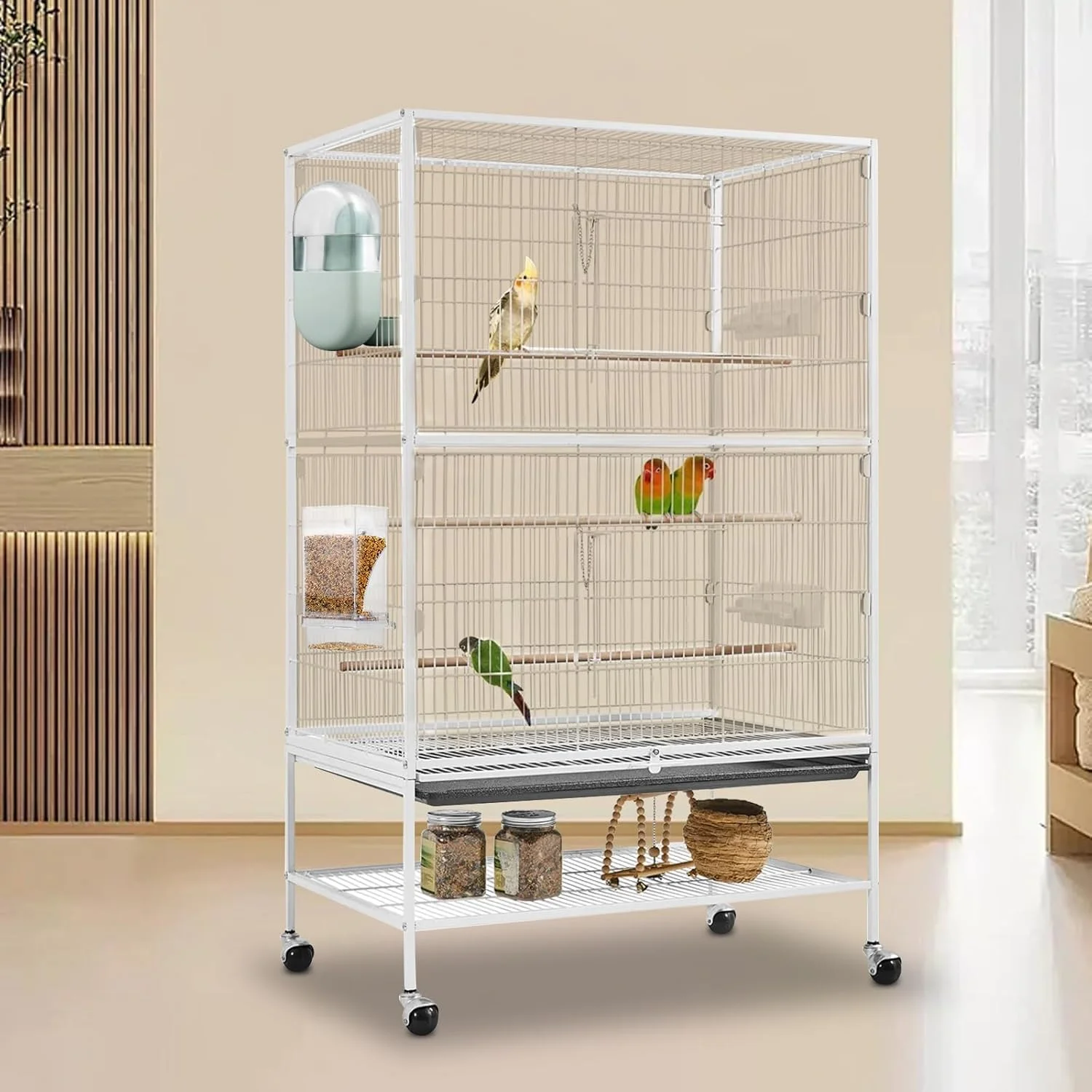 ست آبخوری و دانخوری بدون ریخت و پاش پرنده تزویق، دانخوری اتوماتیک دانه طوطی با میله نشیمن، قفس ظرف غذای دانه ای شفاف اکریلیک، لوازم جانبی قفس مرغ عشق برای طوطی ها، عروس هلندی، فنچ ها