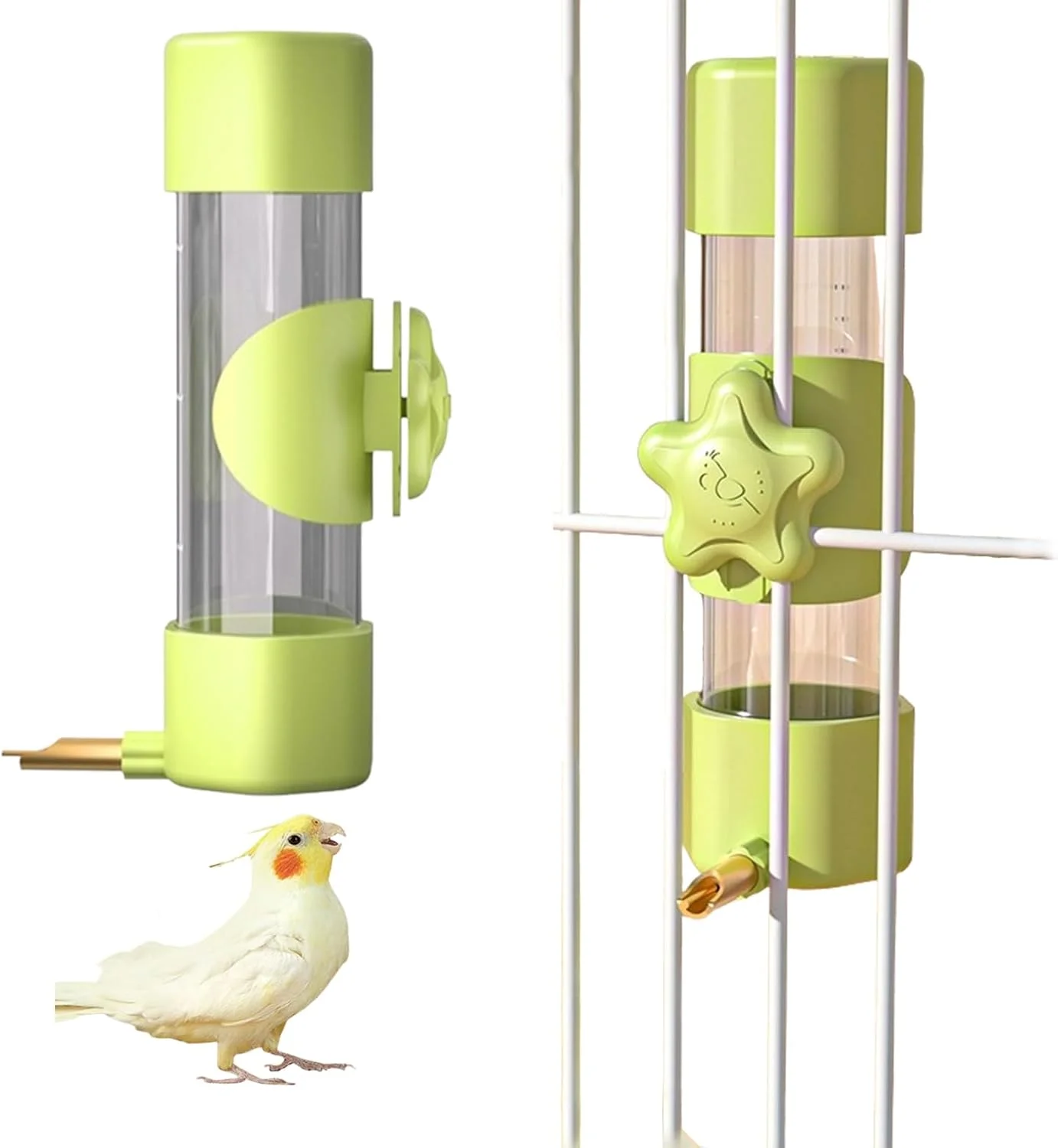 آبخوری اتوماتیک پرندگان خانگی SUSOO با طراحی سوزن گازگیر، آبخوری ضد نشت برای لوازم جانبی قفس پرندگان، دستگاه آبخوری آویز برای طوطی، مرغ عشق و قناری (200 میلی لیتر)