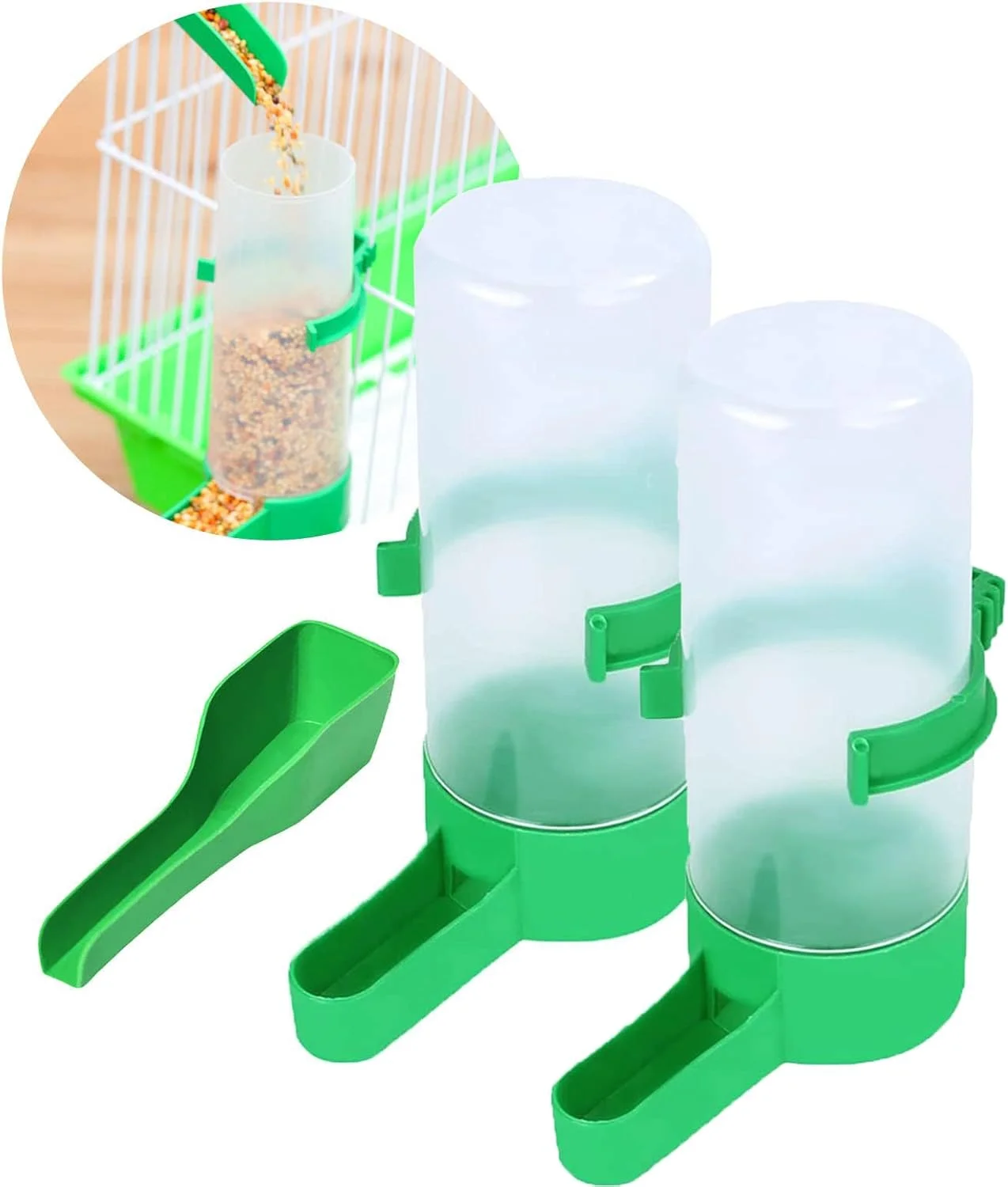 سیسی 2 عدد آبخوری و دانخوری اتوماتیک پرنده، لوازم جانبی قفس پرنده آویز برای طوطی، مرغ عشق، عروس هلندی، مرغ مینا (60 میلی لیتر)
