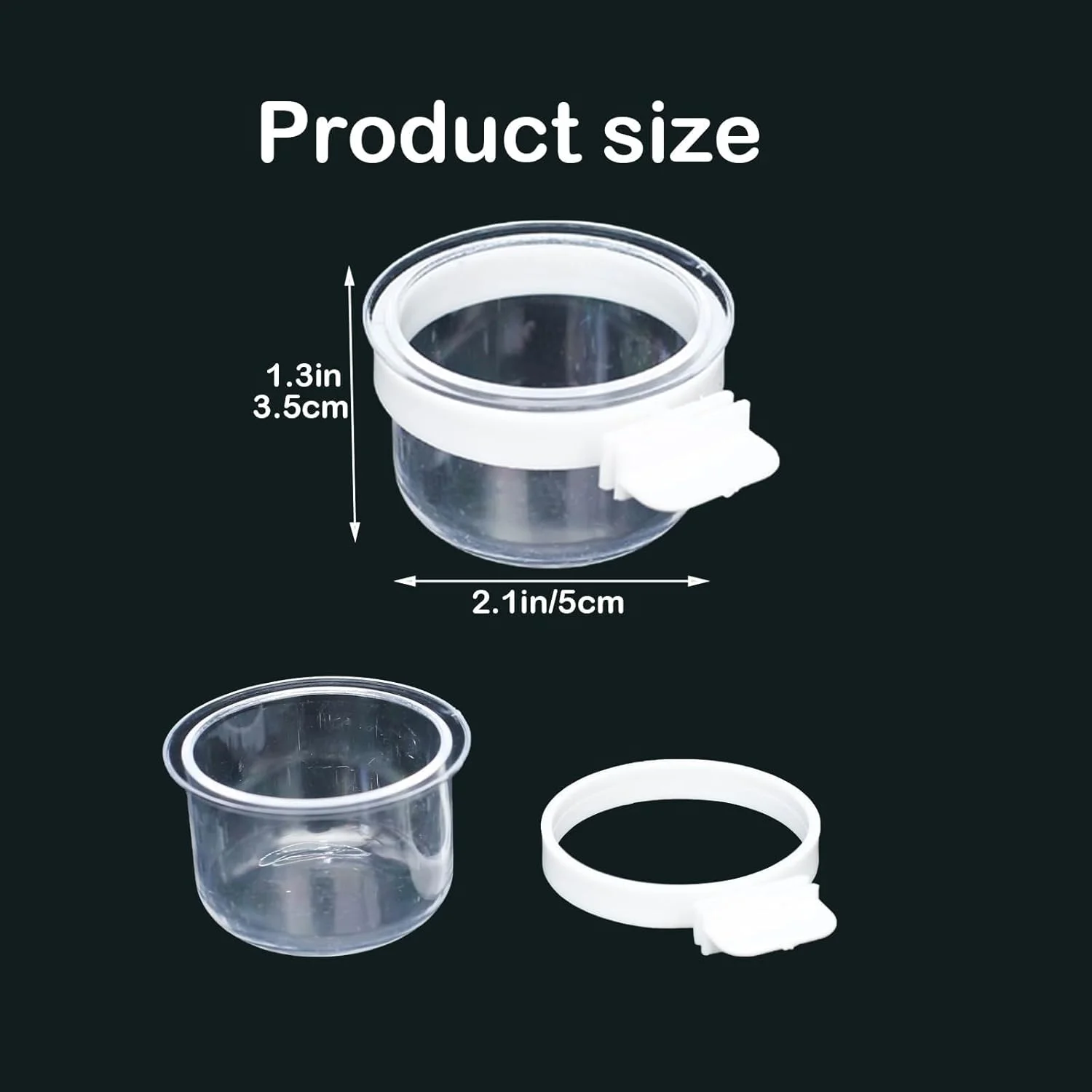 تزویق 6 عدد فنجان غذای پلاستیکی کوچک پرنده، جعبه غذادهی آویز مناسب، کاسه های آب قفس برای طوطی، مرغ عشق، حیوانات کوچک، سفید