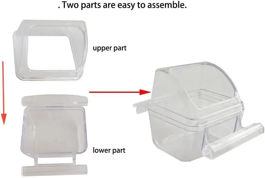 بسته چهارتایی ظرف غذای پرنده Tazweeq، مناسب قفس، بدون ریخت و پاش، کاسه غذای طوطی برزیلی، دارای پوشش، ظرف آب آویز شفاف برای طوطی، فنجان نشیمنگاه، ظرف آب، ظروف دانه، فنجان قفس، جایگزین کاسه های غذا