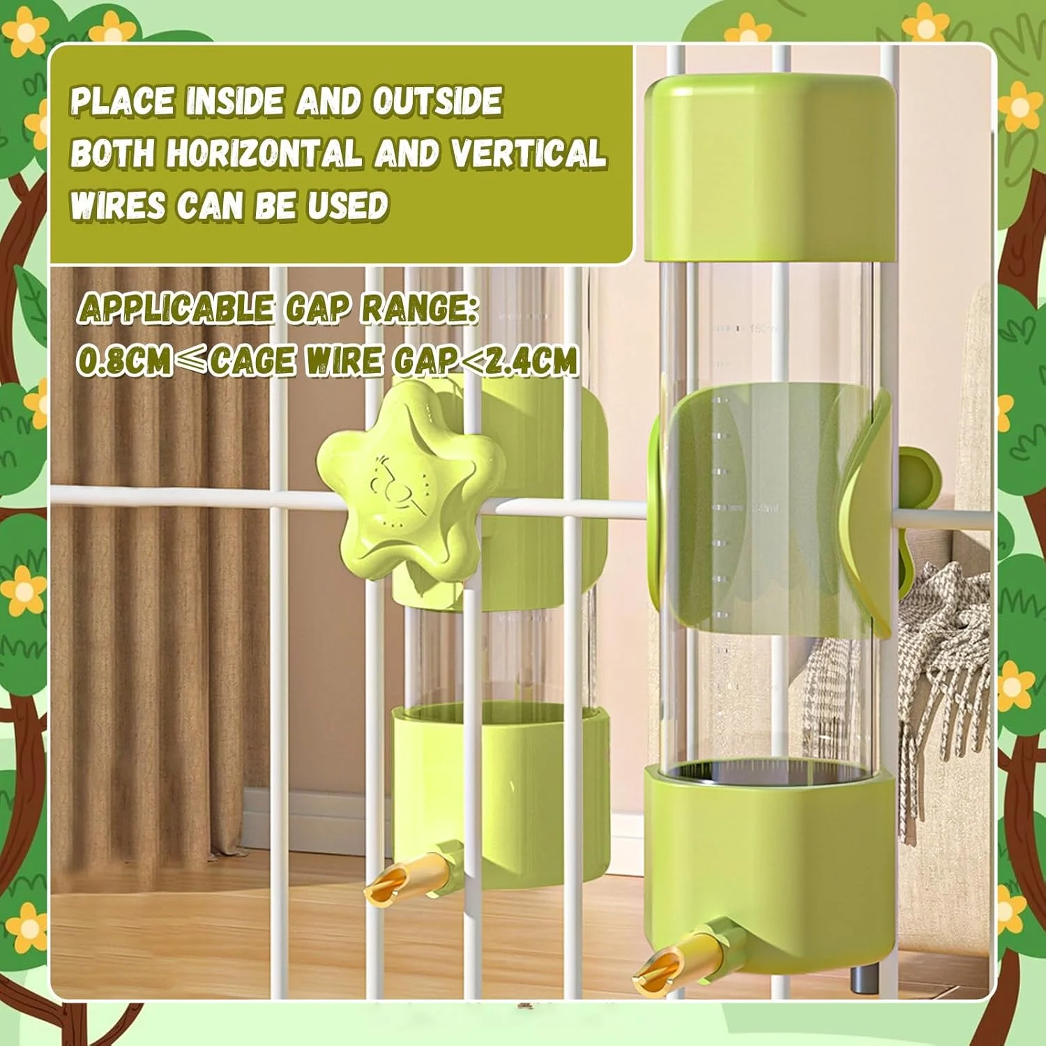 آبخوری اتوماتیک پرندگان خانگی SUSOO با طراحی سوزن گازگیر، آبخوری ضد نشت برای لوازم جانبی قفس پرندگان، دستگاه آبخوری آویز برای طوطی، مرغ عشق و قناری (200 میلی لیتر)