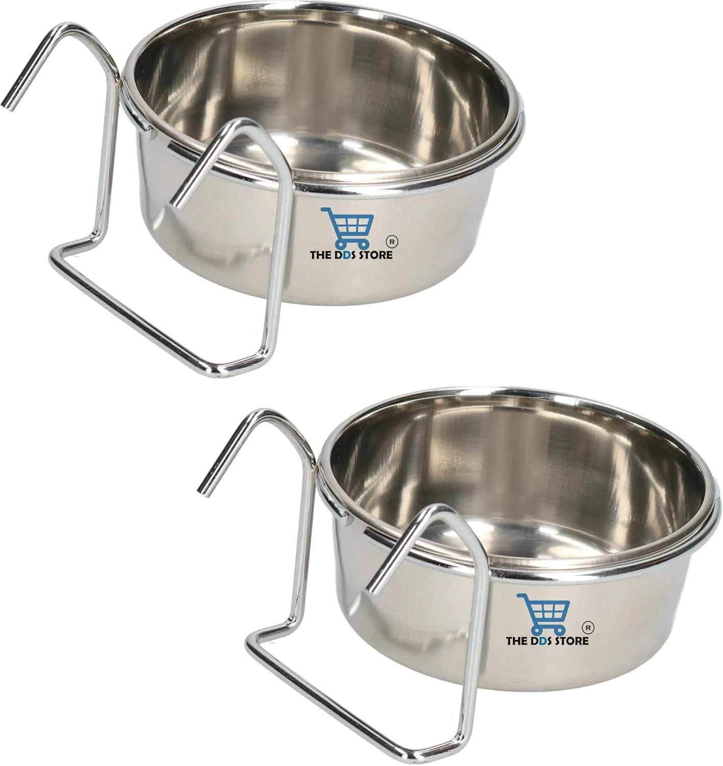 ظرف آویز استیل ضد زنگ برای غذا دادن به پرندگان، ظرف آب و دانه برای طوطی، ماکائو، کاسکو، مرغ عشق، طوطی کوتوله، عروس هلندی، کانور، مرغ مینا، فنچ (نگهدارنده قلاب، 200 میلی لیتر، بسته 2 عددی)