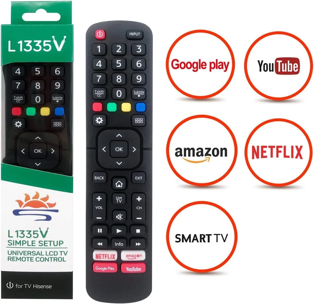 ریموت کنترل جایگزین Neo Classic L1335V سازگار با تلویزیون هوشمند هایسنس