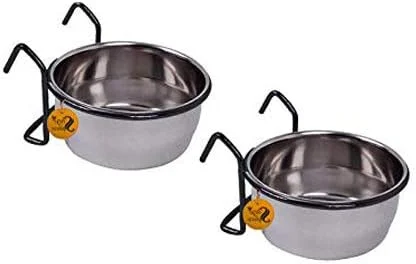 ظرف غذا، دانه، و آب قفس پرندگان Sage Square از جنس استیل ضد زنگ به همراه گیره نگهدارنده (250 میلی لیتر) (ست 2 عددی)