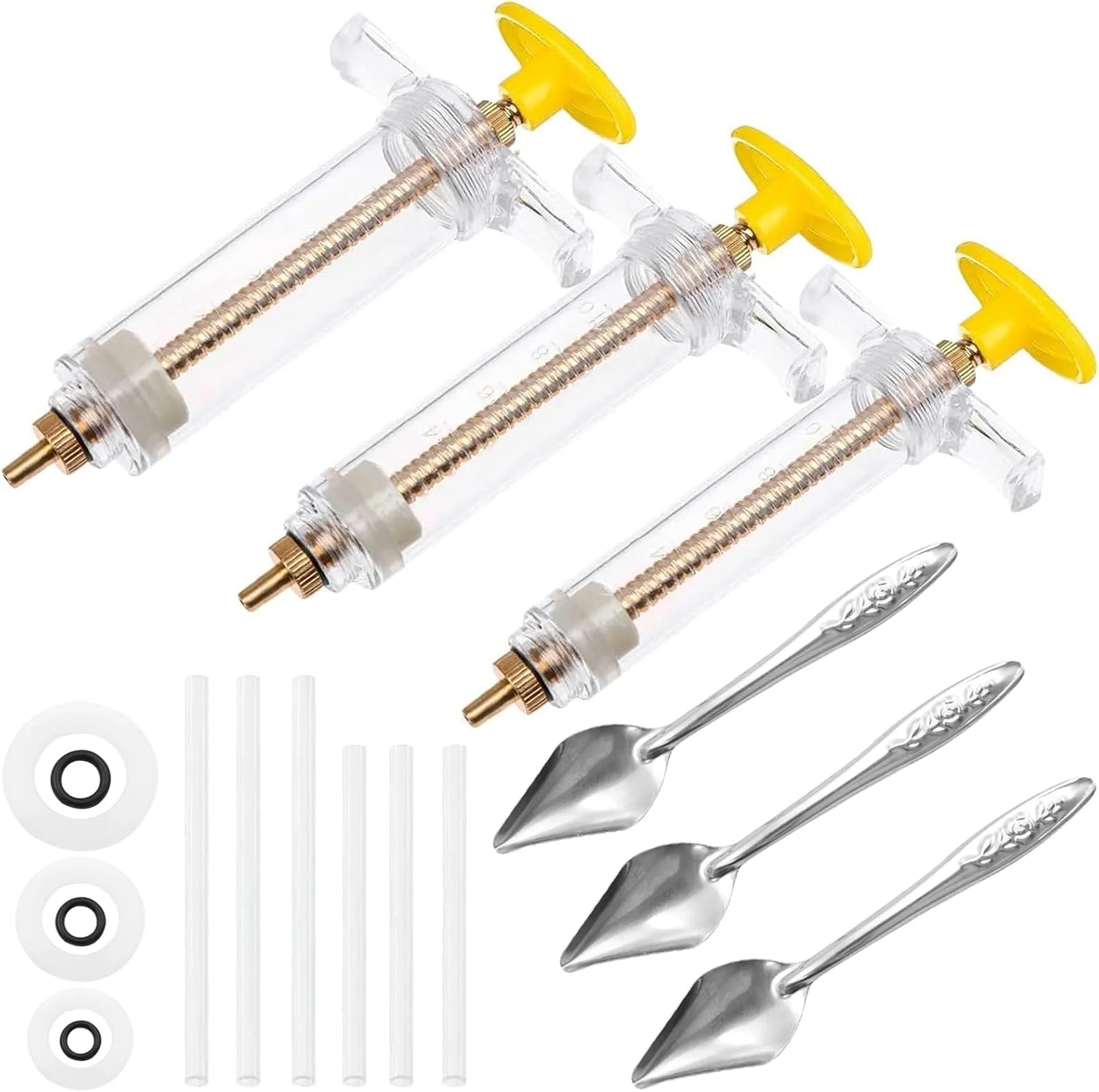 سرنگ تغذیه دستی پرندگان نوزاد سارینی 3 عددی، لوله های تغذیه، 3 عدد قاشق تغذیه، 6 عدد لوله گاواژ خمیده، برای تغذیه شیر و داروی طوطی پرنده نوزاد حیوان خانگی (20 میلی لیتر، 10 میلی لیتر، 50 میلی لیتر)