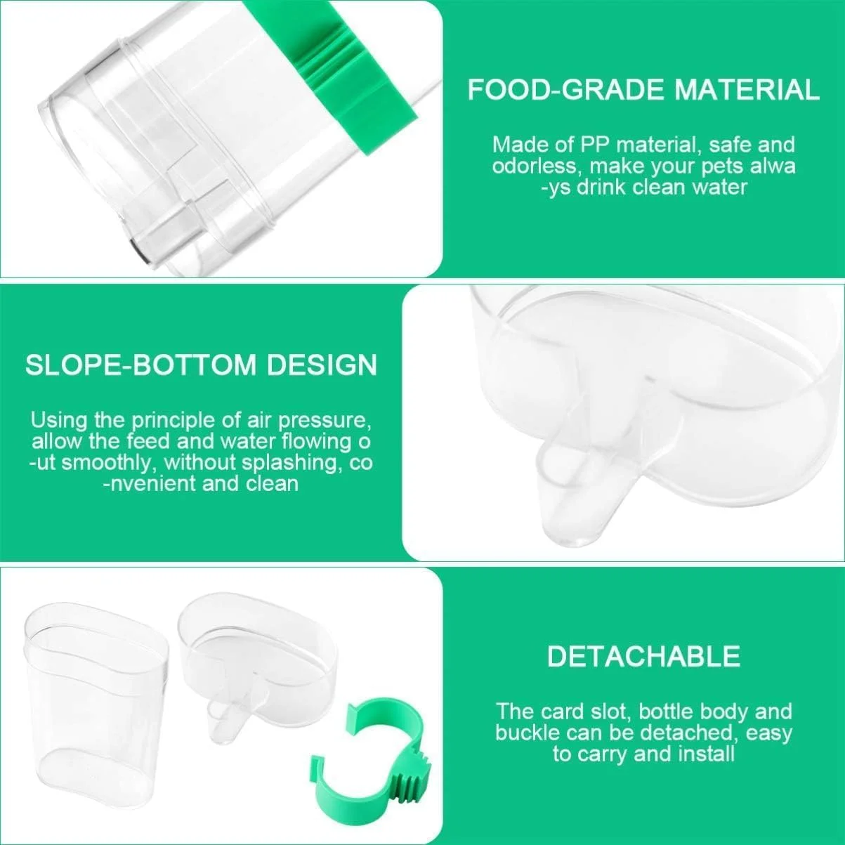 ظرف آبخوری اتوماتیک پرندگان Sagreeny، ظرف غذای پرنده، بسته 2 عددی پلاستیکی شفاف، ضد ریزش، ایده آل برای پرندگان کوچک (مرغ عشق، فنچ، قناری، عروس هلندی)، مناسب برای استفاده در داخل/خارج از خانه