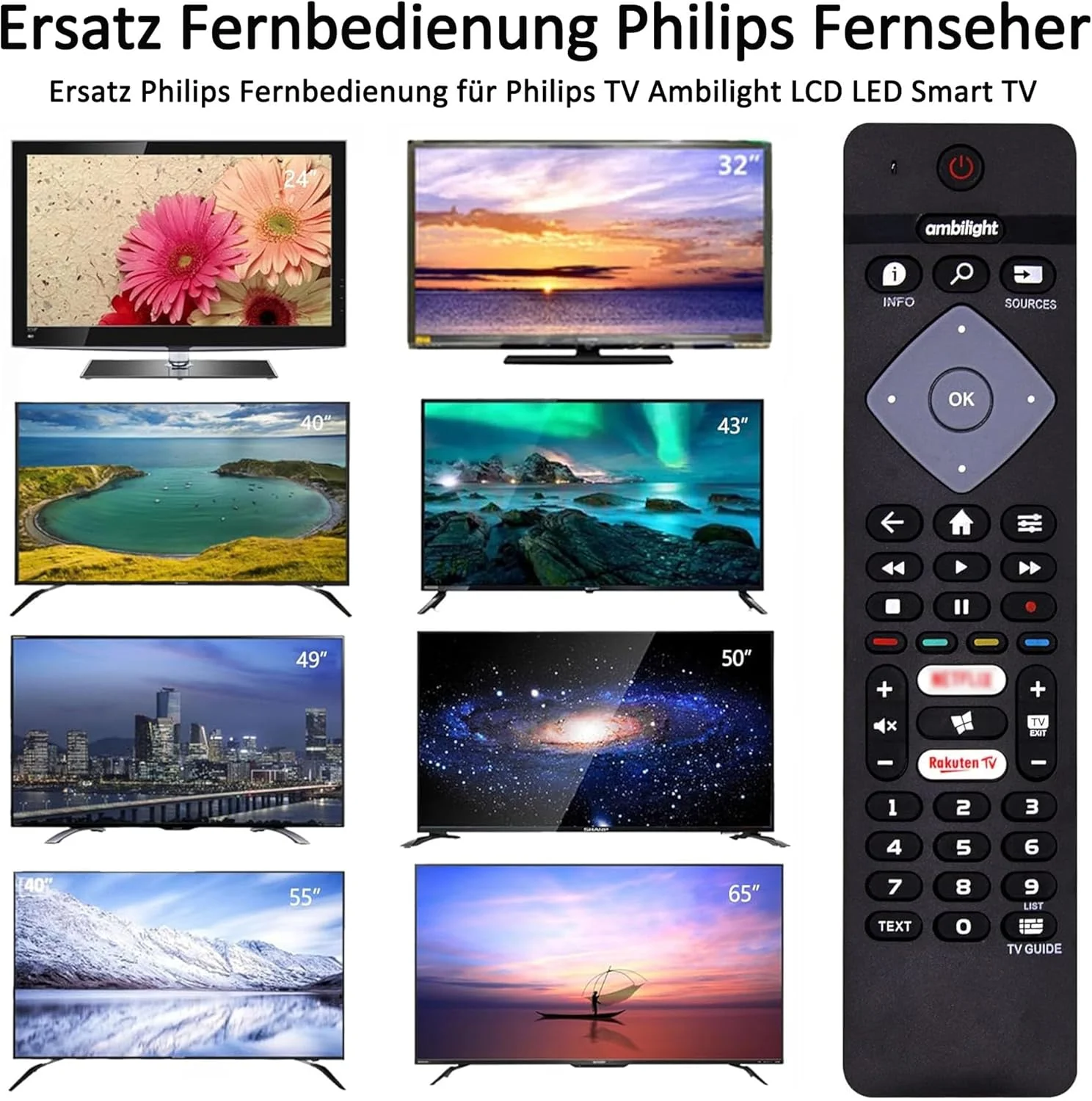 ریموت کنترل جایگزین یونیورسال فیلیپس MYHGRC BRC0884301/01 برای تلویزیون های هوشمند Ambilight LCD LED 3D HD دارای دکمه Ambilight - ریموت کنترل جایگزین تلویزیون فیلیپس