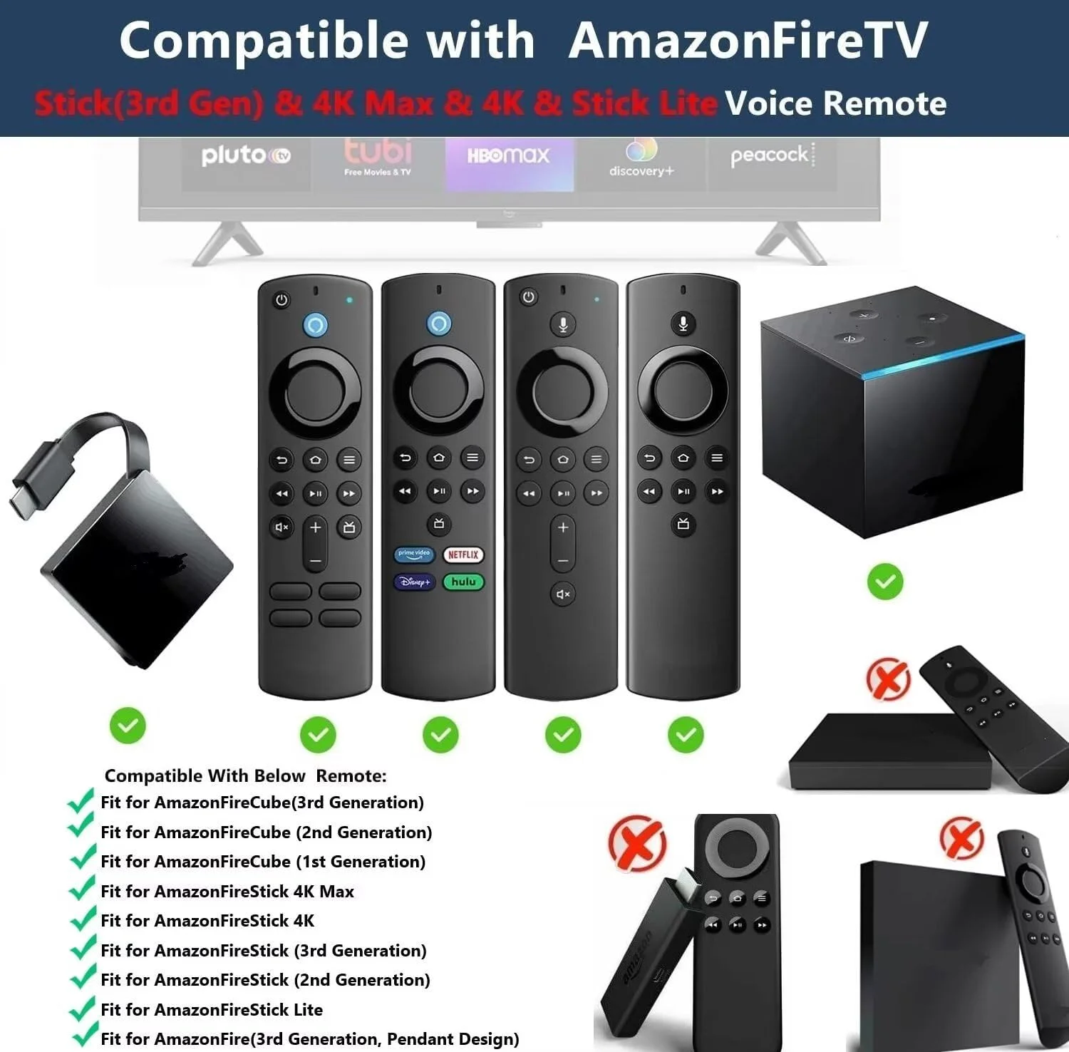 ریموت کنترل جایگزین LXSDDJYJ برای فایر استیک نسل 2، نسل 3، لایت، 4K، 4K MAX کیوب نسل 1، نسل 2، نسل 3، فایر نسل 3 طراحی آویز با کنترل صدا 9.22