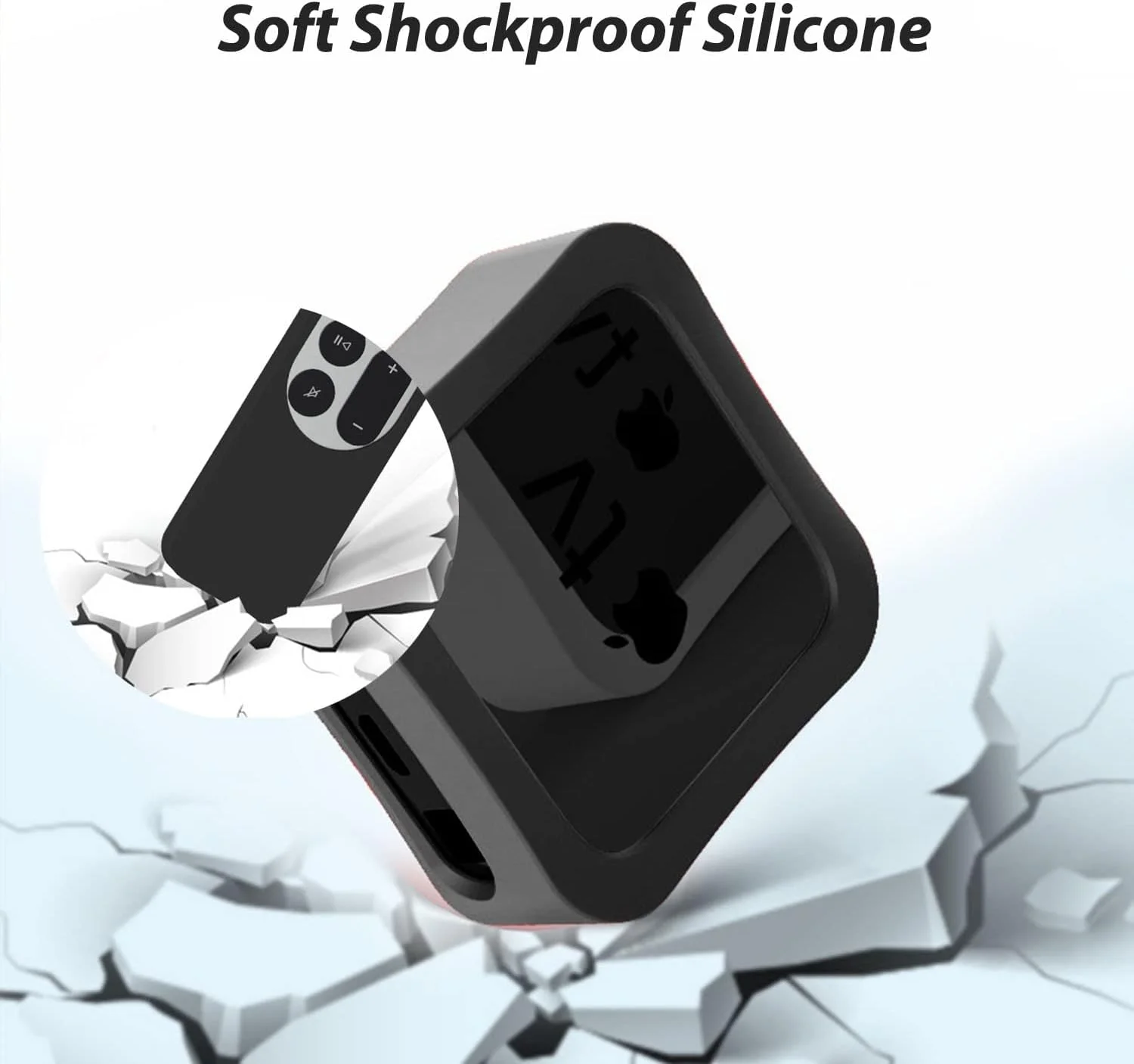 محافظ سیلیکونی MAKINGTEC برای جعبه Apple TV 4K و کنترل از راه دور Siri نسل دوم 2022 2021، پوشش محافظ در برابر افتادن برای جعبه تلویزیون نسل 4/5