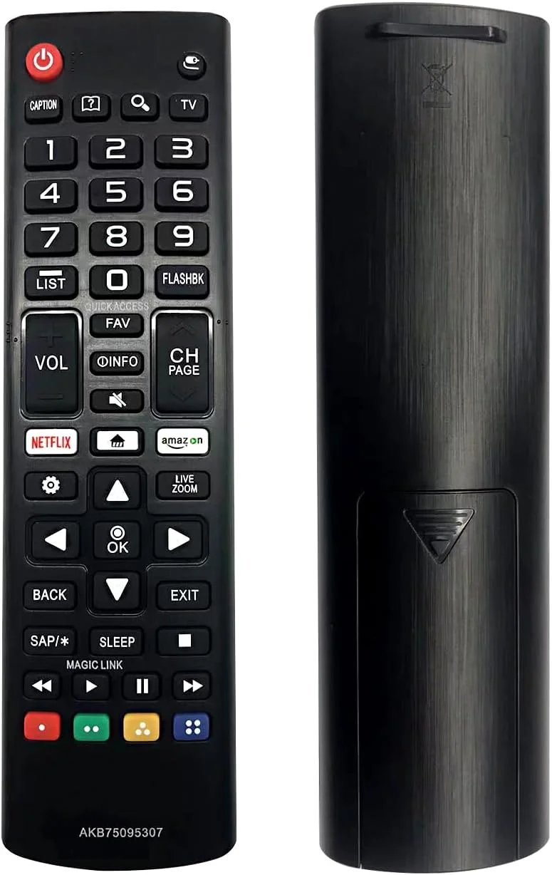 کنترل از راه دور جهانی MiJiTrio برای تلویزیون ال جی LCD، LED، تلویزیون هوشمند، سازگار با تمام مدل های برند ال جی، با دکمه های میانبر Netflix Prime Video (مشکی A)