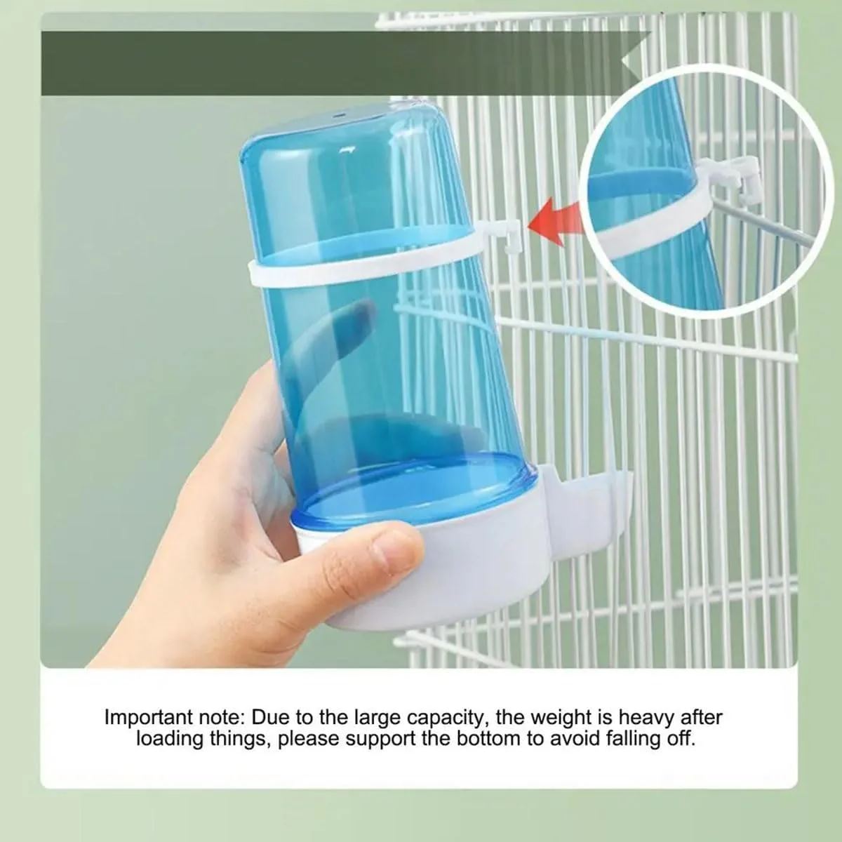 2 عدد فیدر پلاستیکی پرنده، فیدرهای آب طوطی - گیره آب پلاستیکی پرنده برای لوازم جانبی قفس پرنده با طراحی ظرفیت بزرگ