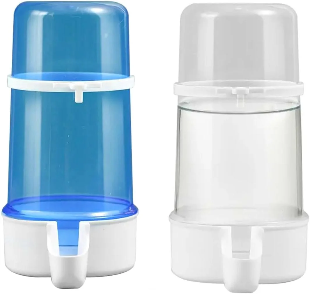 2 عدد فیدر پلاستیکی پرنده، فیدرهای آب طوطی - گیره آب پلاستیکی پرنده برای لوازم جانبی قفس پرنده با طراحی ظرفیت بزرگ