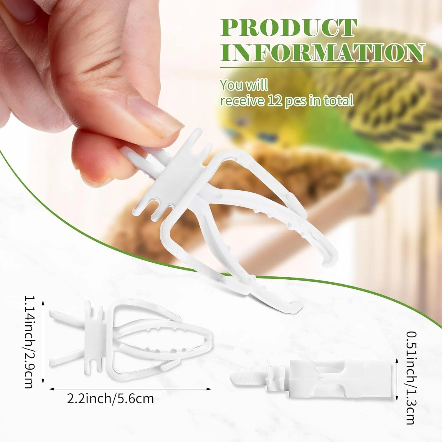 گیره قفس پرنده پاپوریچ، 12 عدد، نگهدارنده غذا، گیره قفس پرنده برای تشویقی، میوه، سبزیجات، گیره تغذیه حیوانات خانگی برای مرغ عشق، طوطی، کاکادو، ماکائو، عروس هلندی، کانور و سایر حیوانات