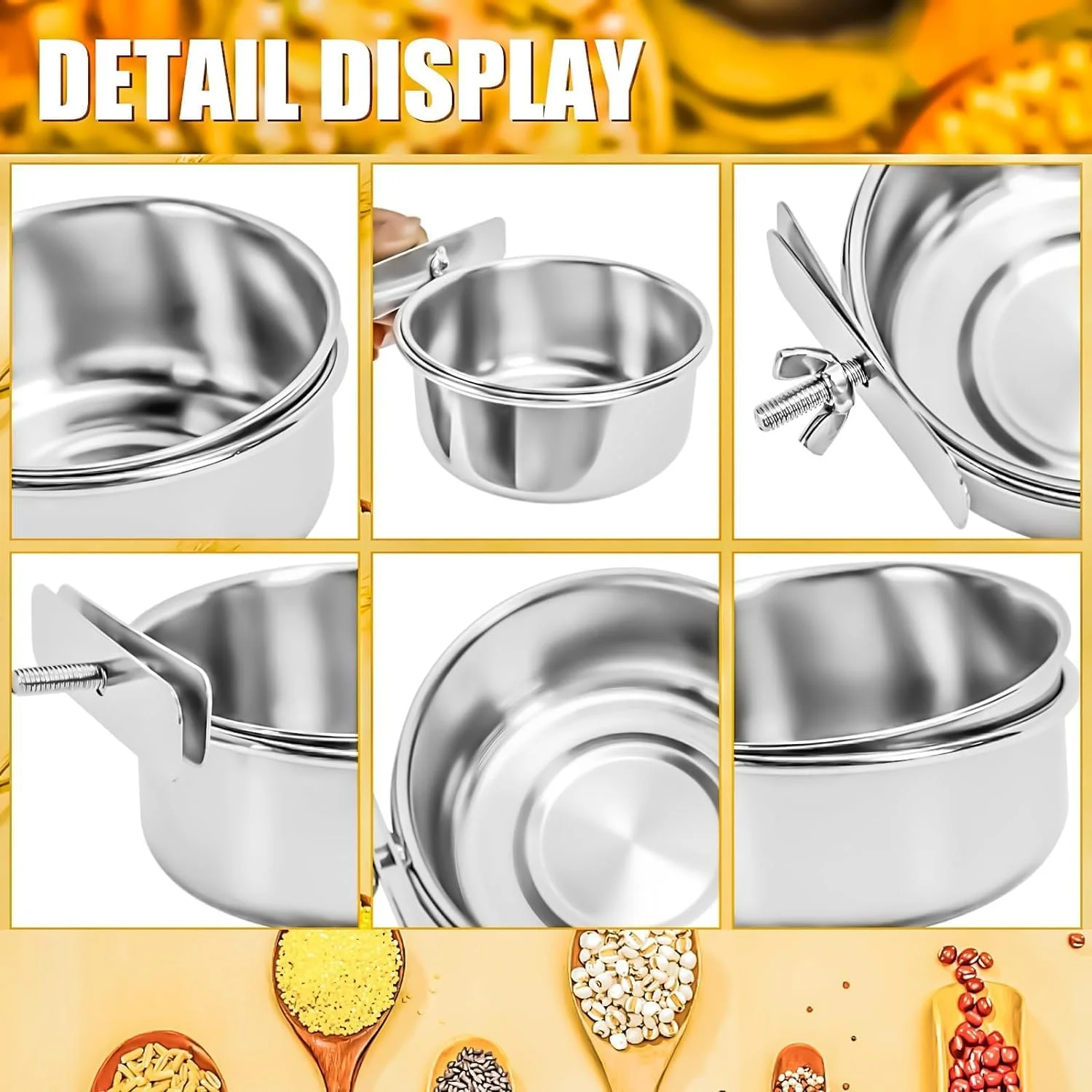 ظرف غذای پرنده استیل ضد زنگ 3 تکه با گیره، نگهدارنده کاسه غذای طوطی - کاسه لانه، کاسه قفس حیوانات خانگی برای کوکاتیل ظرف غذای پرنده استیل ضد زنگ 3 تکه با گیره، نگهدارنده کاسه غذای طوطی - کاسه لانه، کاسه قفس حیوانات خانگی برای کوکاتیل