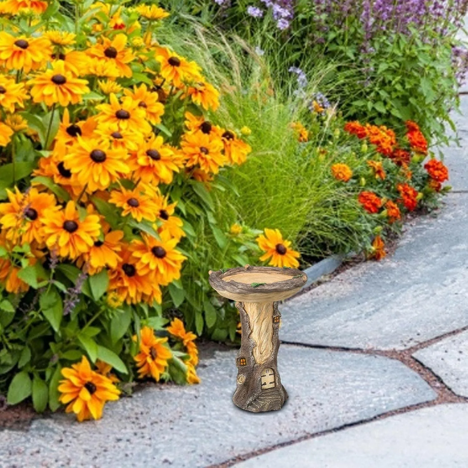 آبخوری پرندگان FOKFO، تزئینات باغ، دکوراسیون لانه پرنده، ابزار نوشیدنی آبخوری رزینی طبیعی در فضای باز، صنایع دستی تزئینی