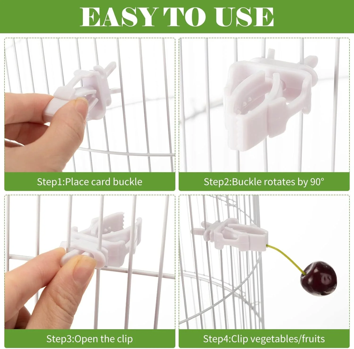 گیره قفس پرنده پاپوریچ، 12 عدد، نگهدارنده غذا، گیره قفس پرنده برای تشویقی، میوه، سبزیجات، گیره تغذیه حیوانات خانگی برای مرغ عشق، طوطی، کاکادو، ماکائو، عروس هلندی، کانور و سایر حیوانات