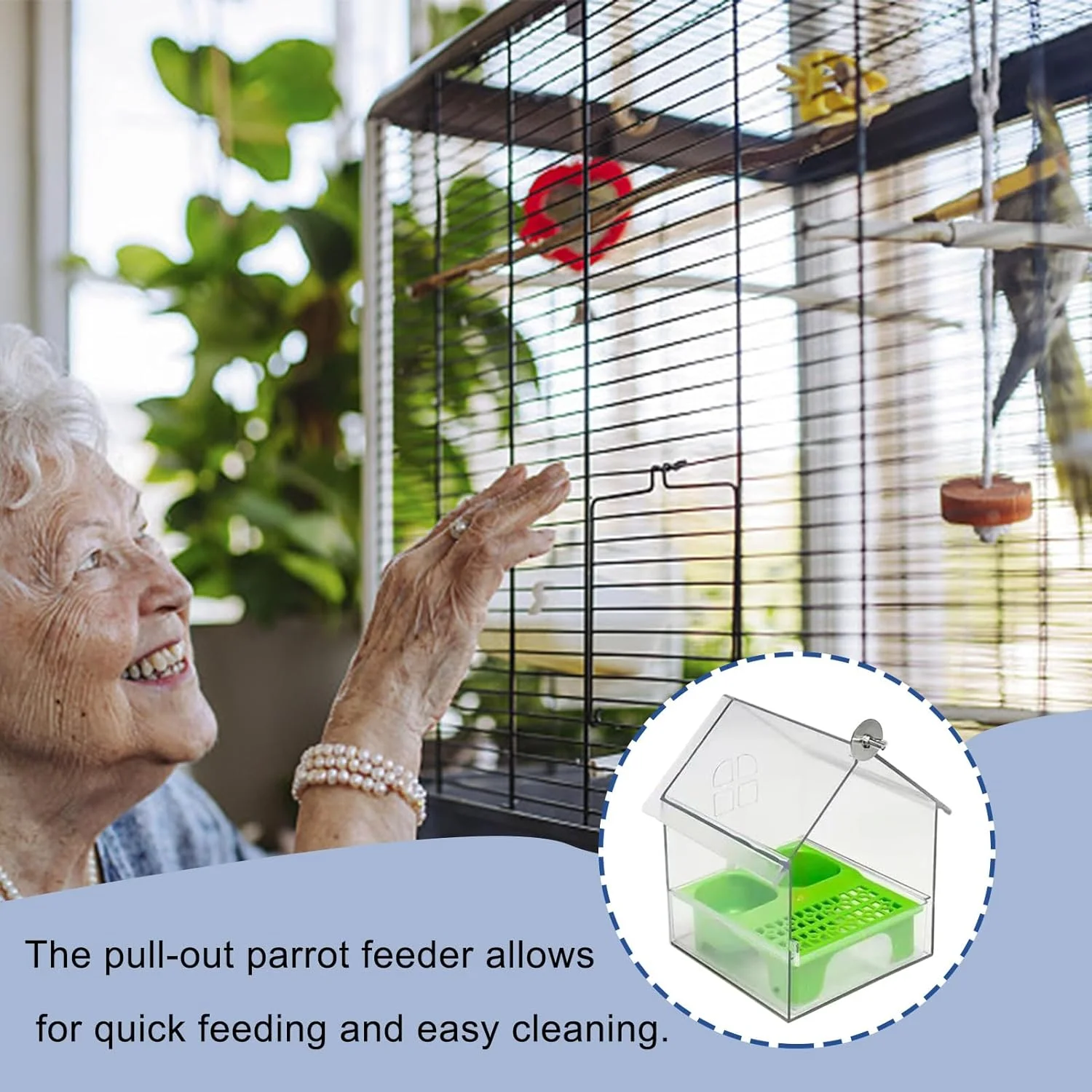 آبخوری و دانخوری پرندگان برای فضای باز | دانخوری تزئینی پرندگان | ظرف آب و غذای شفاف برای فنچ، مرغ مگس خوار، پاسیو، بالکن، حصار، باغ، دوستداران حیوانات خانگی و تماشا