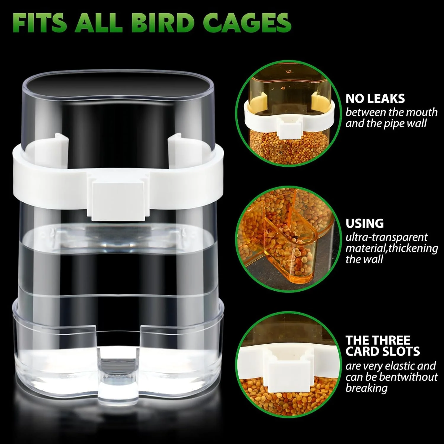 بسته 4 عددی ظرف غذای اتوماتیک بدون کثیفی و آبخوری پرندگان - لوازم جانبی قفس برای طوطی، عروس هلندی و قناری