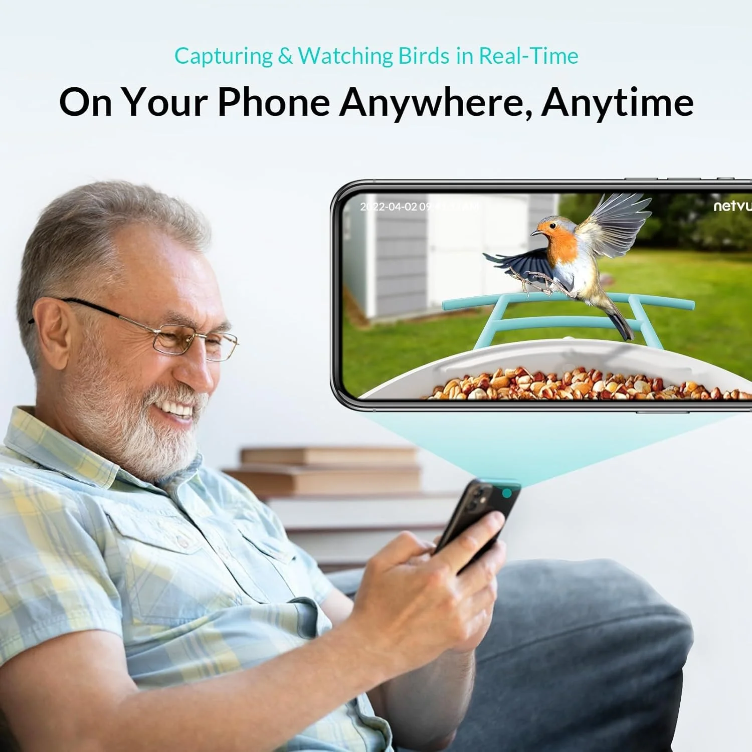 فیدر پرنده هوشمند NETVUE Birdfy به همراه دوربین و پنل خورشیدی