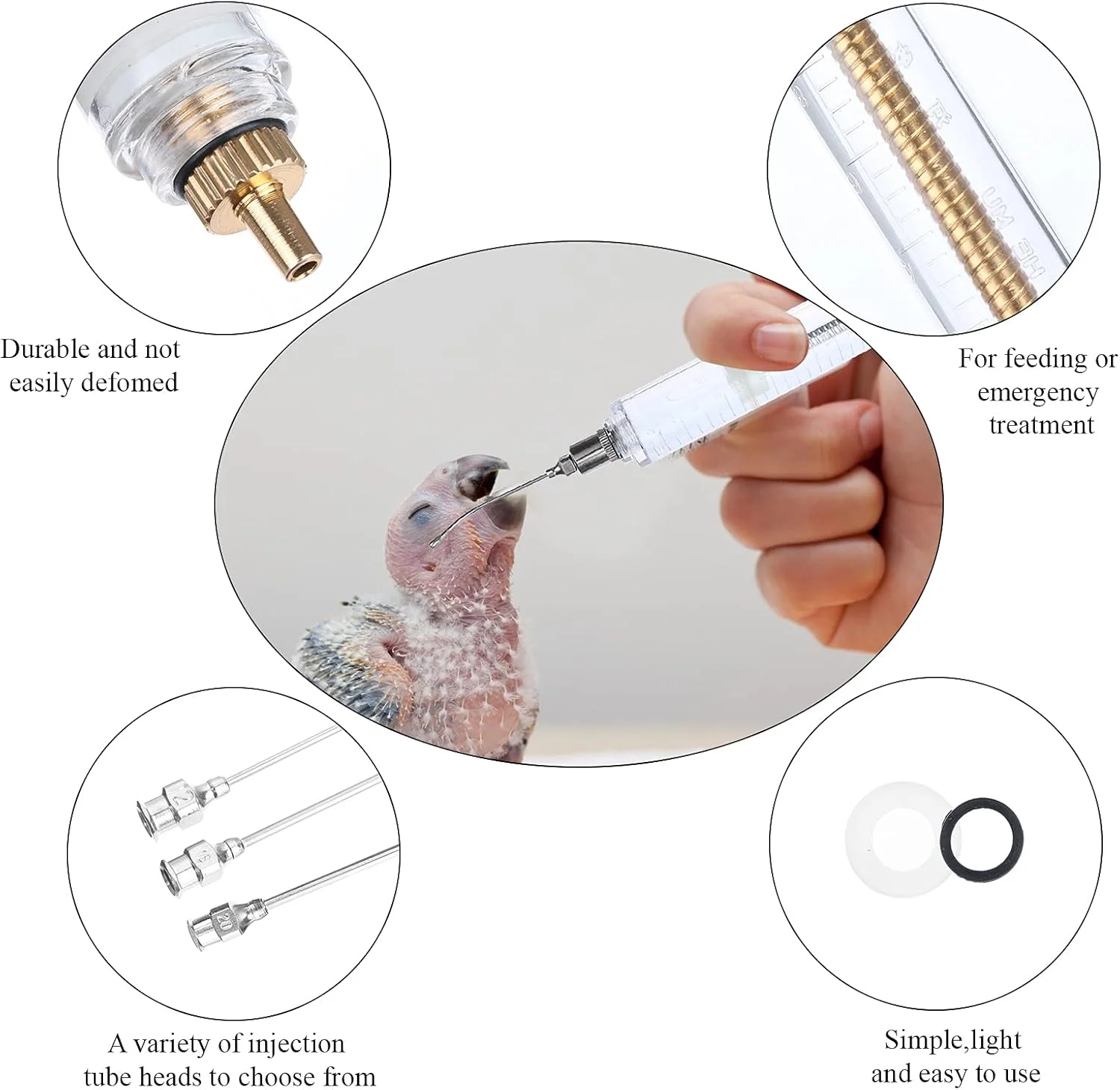 مجموعه 7 عددی سرنگ و لوله تغذیه پرندگان اوبانگونگ به همراه قاشق تغذیه، مناسب برای تغذیه دستی پرندگان بیمار، طوطی، شیر و دارو، 20 میلی لیتر، 10 میلی لیتر