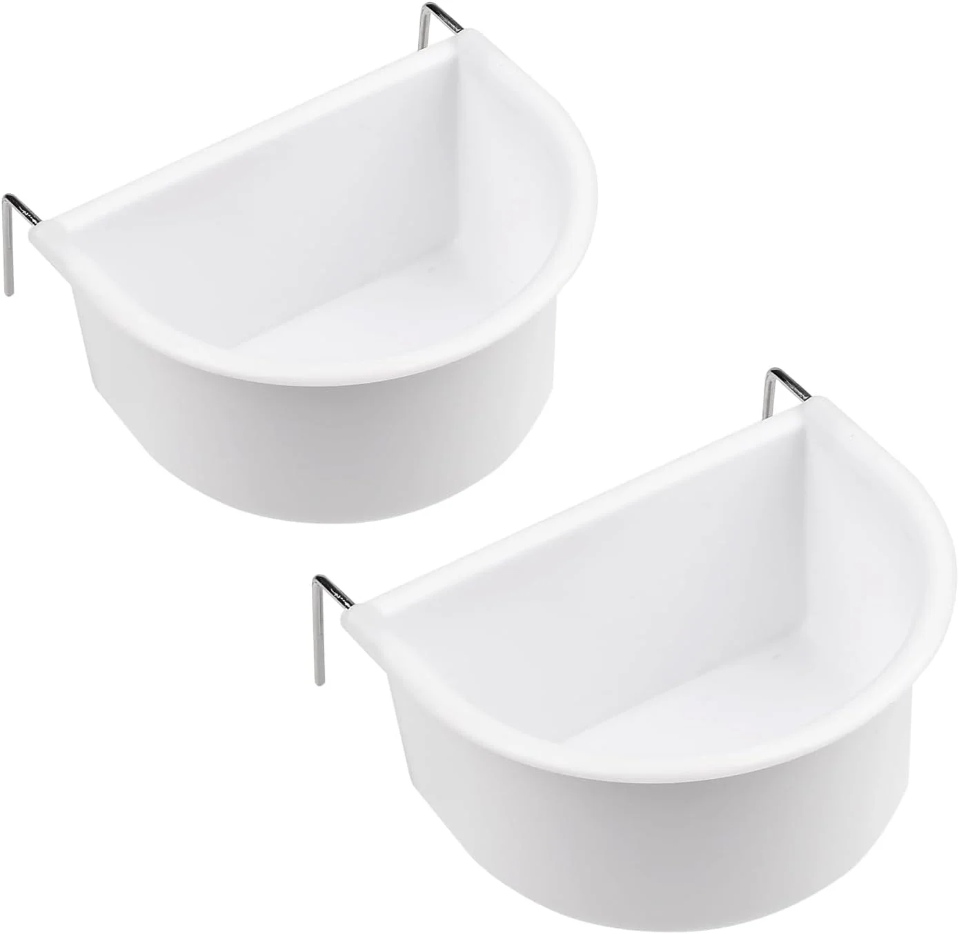 میش، ظرف غذای پرنده، 2 عدد، کاسه های تغذیه قفس پرنده، فنجان های پلاستیکی غذای پرنده D شکل با قلاب آویز