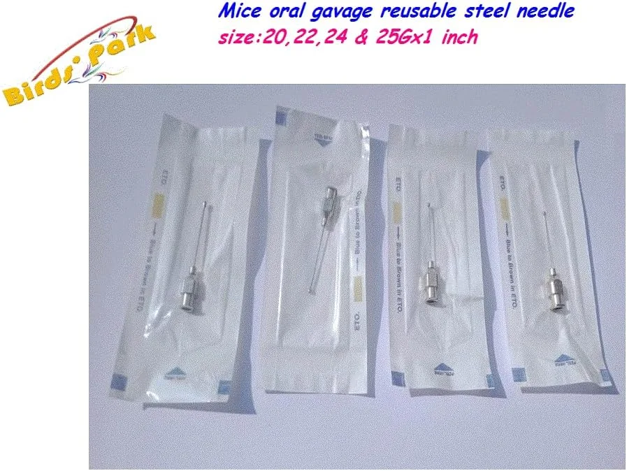 سوزن گاواژ دهانی موش، استیل، قابل استفاده مجدد، 4 عددی، سایز: 20، 22، 24 و 25Gx1 اینچ، Bird"sPark