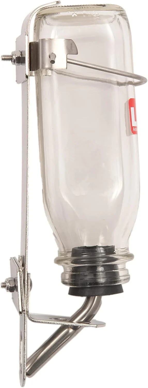 بطری آب شیشه ای مقاوم و با کیفیت Lixit برای پرندگان، سگ ها و حیوانات کوچک (لوله متوسط 473 میلی لیتر)