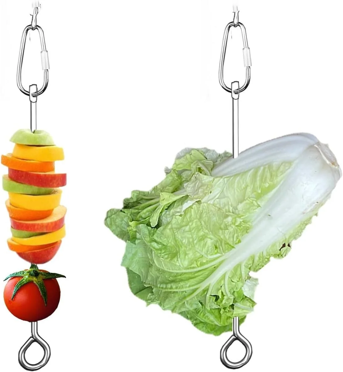 نگهدارنده غذای پرنده 3 عددی، سیخ خوراکی پرنده، فیدرهای آویز استیل ضد زنگ، فیدرهای آویز برای میوه ها، سبزیجات و تنقلات