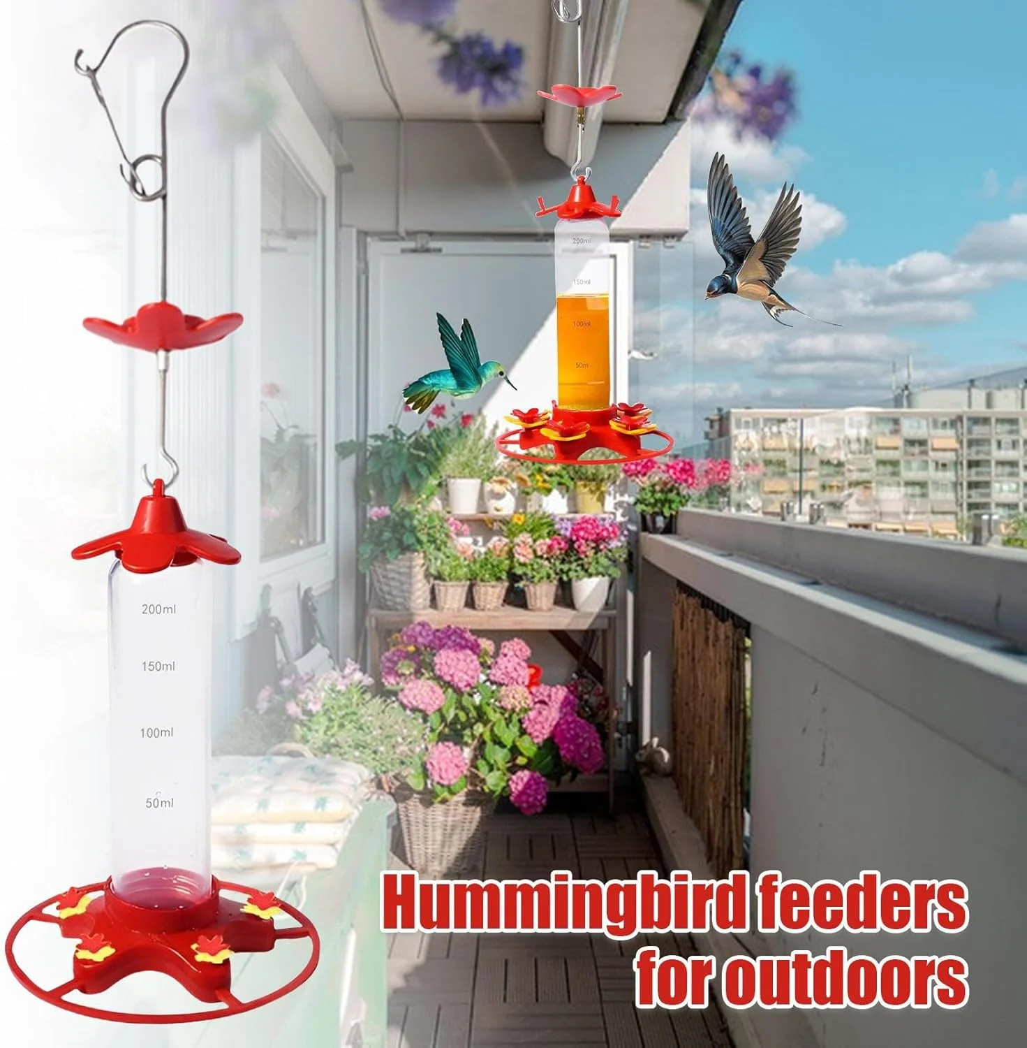 آبخوری مرغ مگس خوار | آبخوری آویز ضد نشت مرغ مگس خوار - تجهیزات تغذیه پرندگان برای حیاط، باغ و تراس